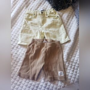 Zara Kids Cream and Brown Shorts Set